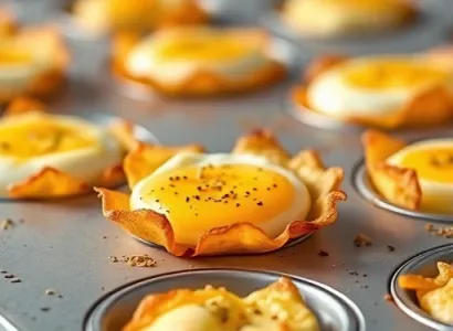Oeufs dans des cupules de bolagne