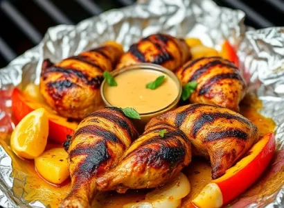 Poulet grillé aux ananas et poivrons