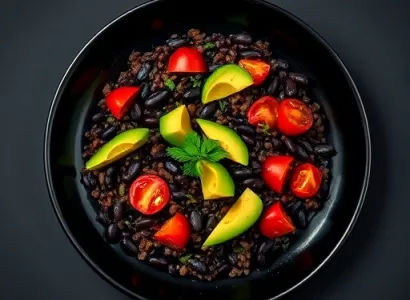 Salade d'orge noir et avocat