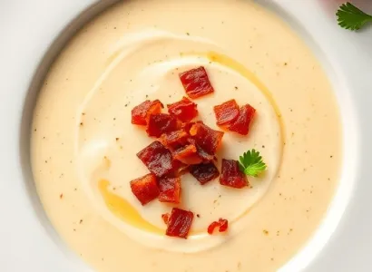 Soupe de chou-fleur, brie et bacon