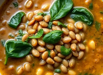Potage de lentilles et épinards