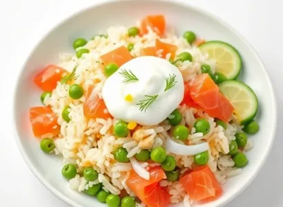 Salade de riz scandinave au saumon fumé