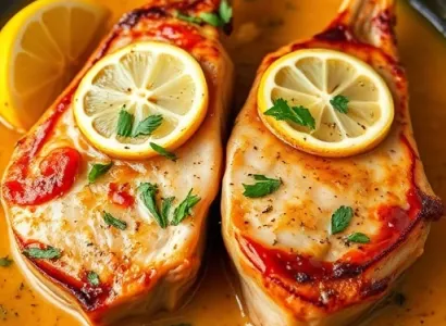 Côtes de porc au citron et à l'ail