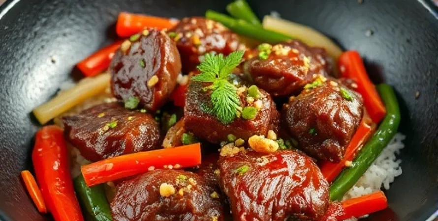 Boeuf mongol aux légumes
