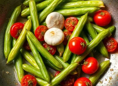 Haricots verts au garlic et tomates séchées