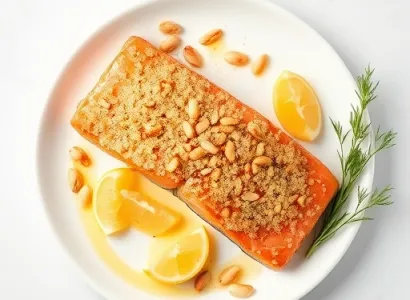 Saumon à la croute de pignons