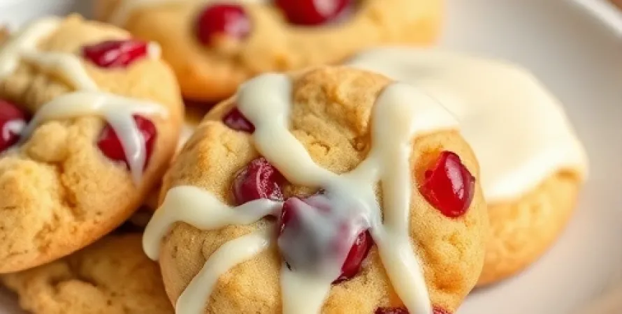 Cookies au cerise dippe au chocolat blanc