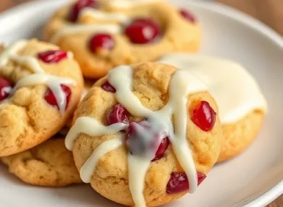 Cookies au cerise dippe au chocolat blanc