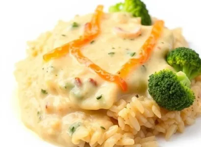 Gratin de riz et brocolis