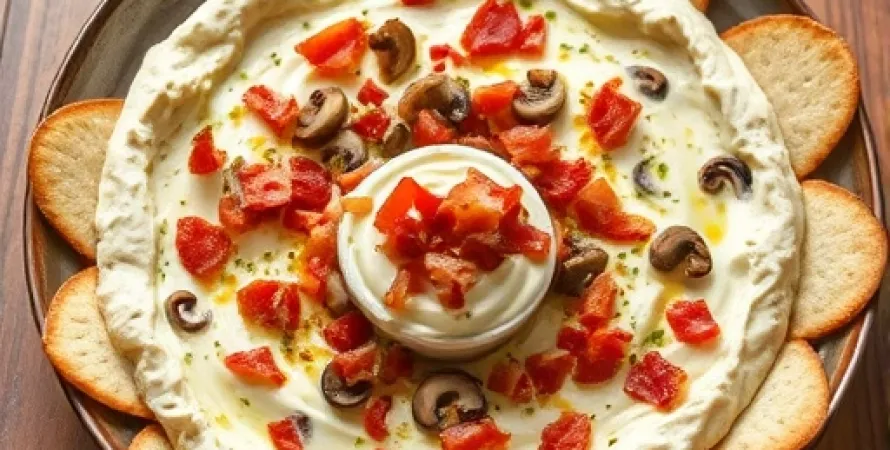 Dip de champignons et bacon chaud