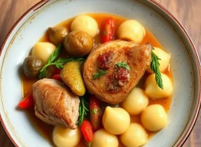 Ragout de poulet avec gnocchis à la crème aigre