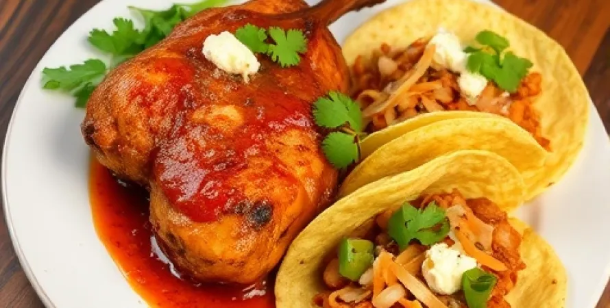 Poulet au chili cuit lentement tacos