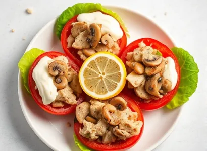 Tomates farcies au poulet et aux champignons