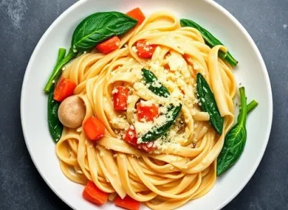 Fettuccines aux légumes Alfredo
