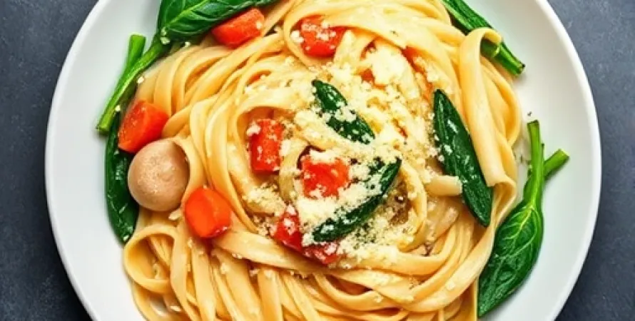 Fettuccines aux légumes Alfredo