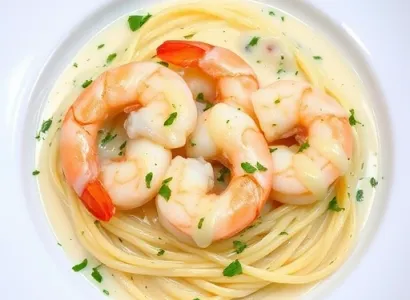 Crevettes sautées sauce crémeuse au Chardonnay