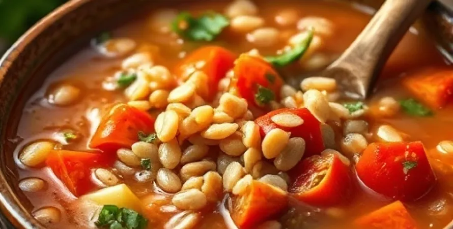 Soupe d'orge et tomate