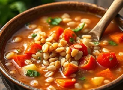 Soupe d'orge et tomate