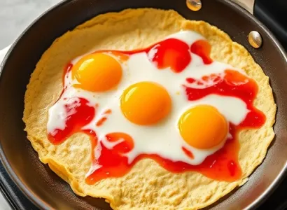 Omelette aux oeufs et à la gelée