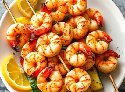 Brochettes de crevettes et de coquilles saint-jacques