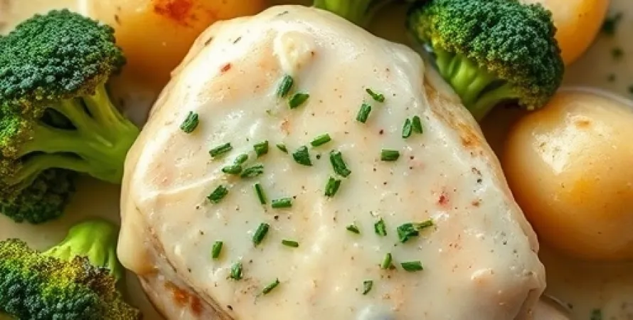Poulet aux brocolis et pommes de terre au parmesan