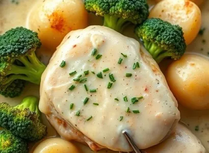 Poulet aux brocolis et pommes de terre au parmesan