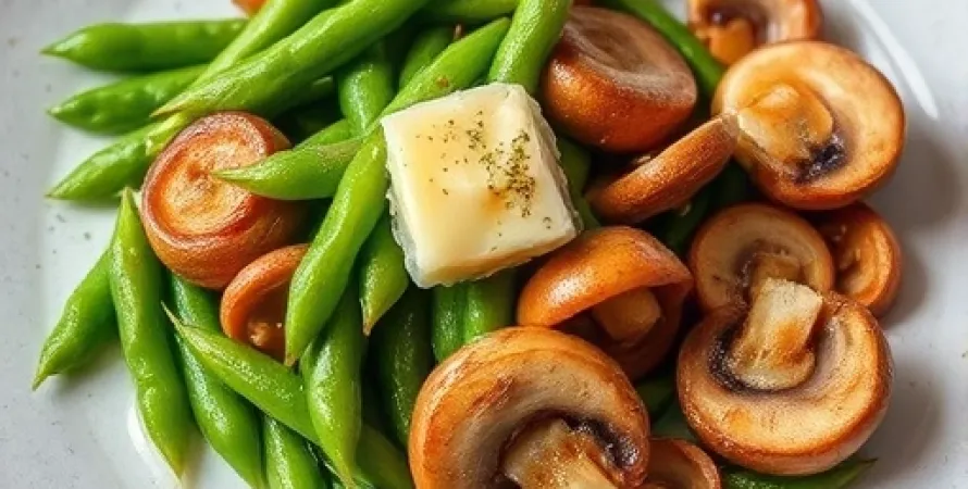 Haricots verts sautés aux champignons