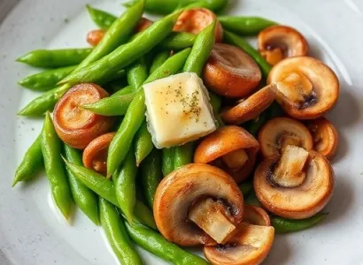 Haricots verts sautés aux champignons