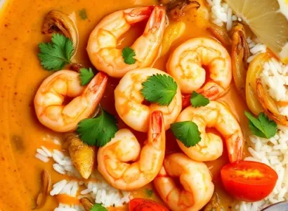 Crevettes au masala et noix de coco