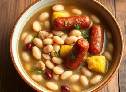 Ragout de haricots blancs aux saucisses fumées