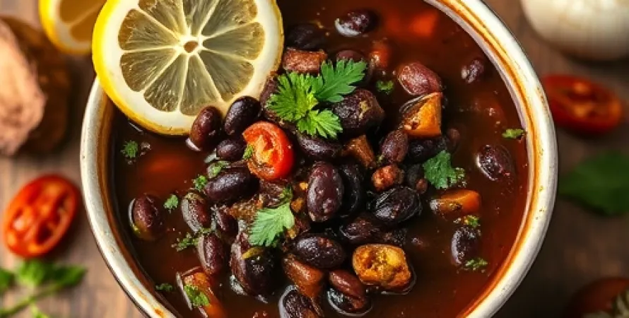 Potage de haricots noirs au citron