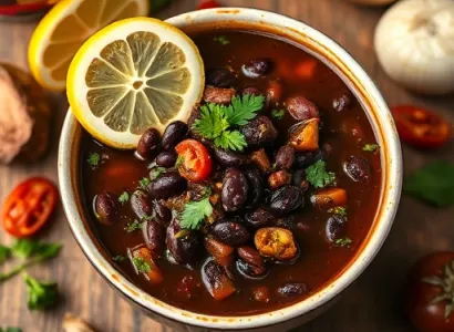 Potage de haricots noirs au citron