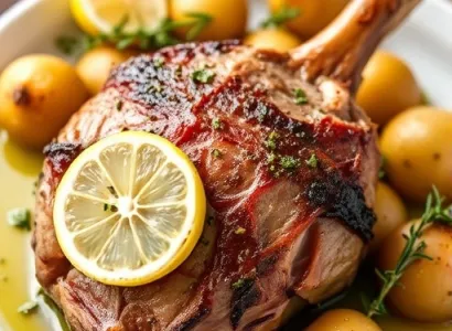 Gigot d'agneau rôti au citron et ail