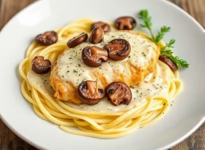 Poulet aux champignons et sauce Alfredo