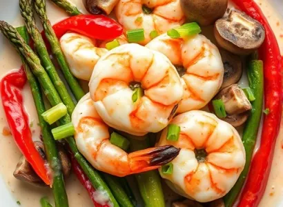 Crevettes et légumes crémeux