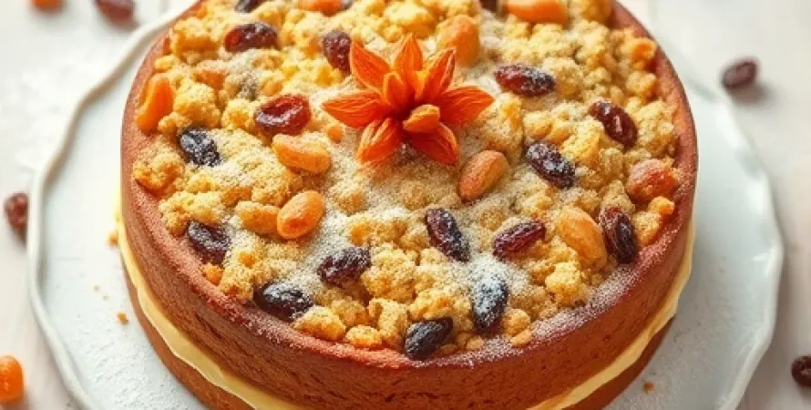 Gâteau au beurre d'abricot et raisin
