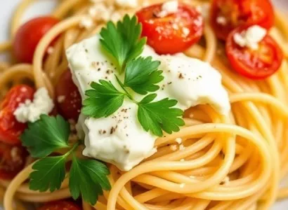 Pâtes angel hair aux tomates séchées et fromage de chèvre