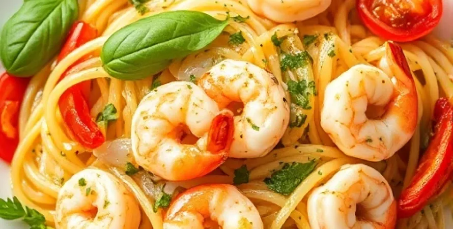 Pâtes aux fruits de mer et sauce aux herbes