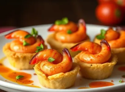 Gâteaux de crevettes et chorizo avec sauce tomate