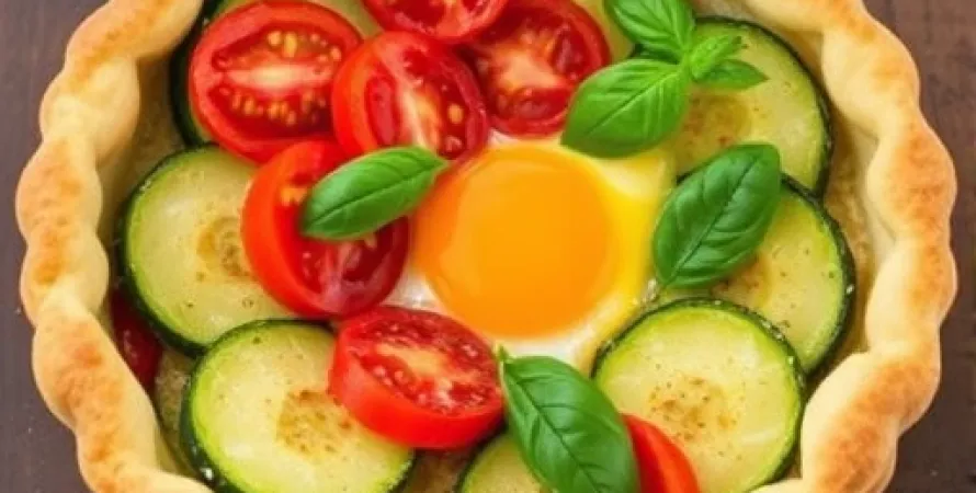 Tarte aux courgettes, tomates et basilic