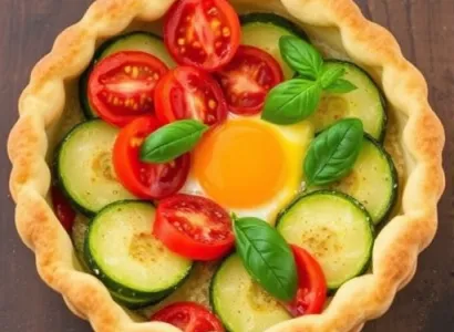 Tarte aux courgettes, tomates et basilic