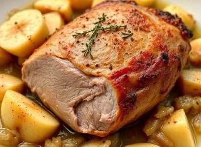 Porc tendre aux pommes et au choucroute