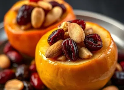 Pommes au four remplies de canneberges et d'amandes