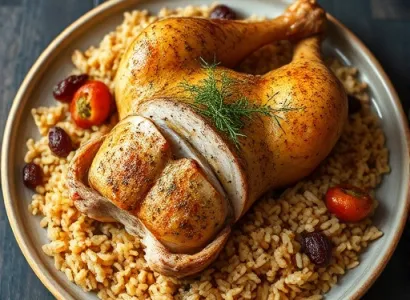 Poulet aux herbes avec pilaf de riz brun