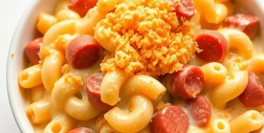 Macaroni au fromage et hot dogs