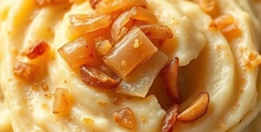 Purée de pommes de terre aux oignons et fromage