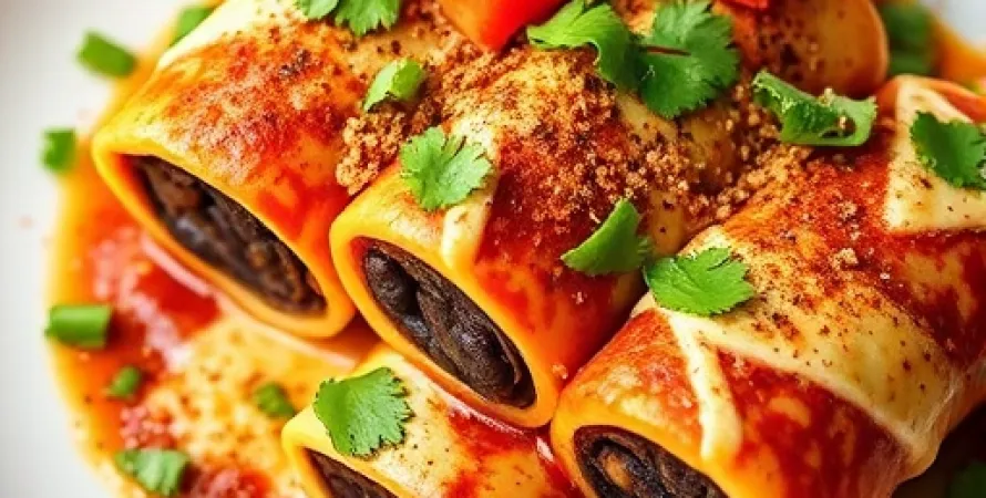 Rouleaux de lasagnes aux haricots noirs