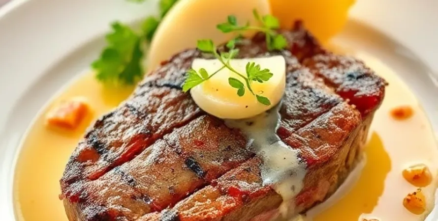 Steak au beurre de parmesan et glaze balsamique