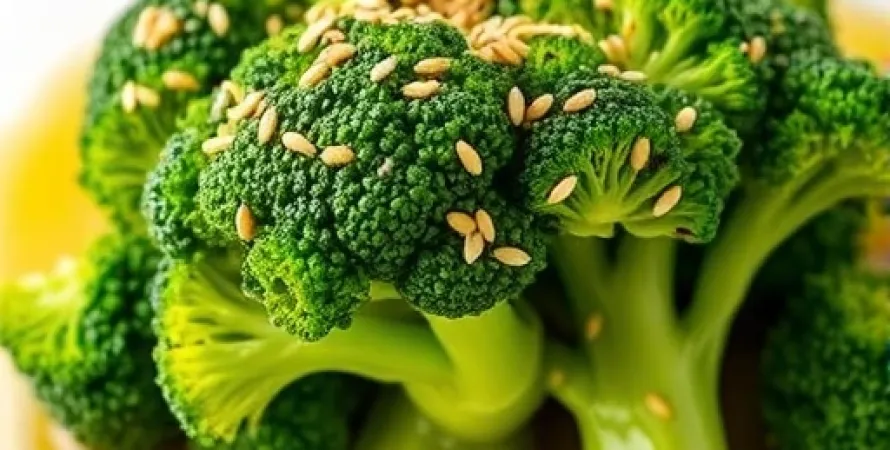 Brocolis mariné au miel et aux graines de sésame