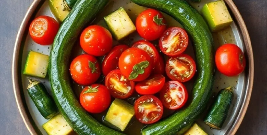 Poivrons, courgettes et tomates étuvées